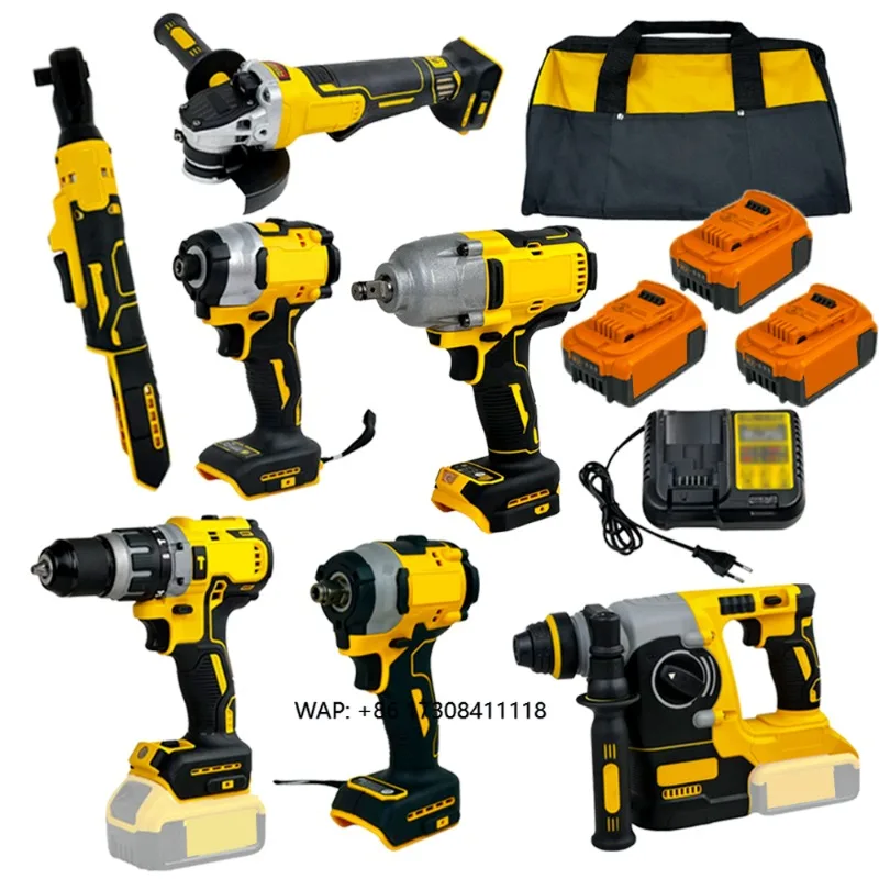 Procurement Price Sales 20V De Tools Set Screwdriver Grinder Wrench Drill 3 Batteries and Charger 11-in-1 Cordless Walt Tool Kit