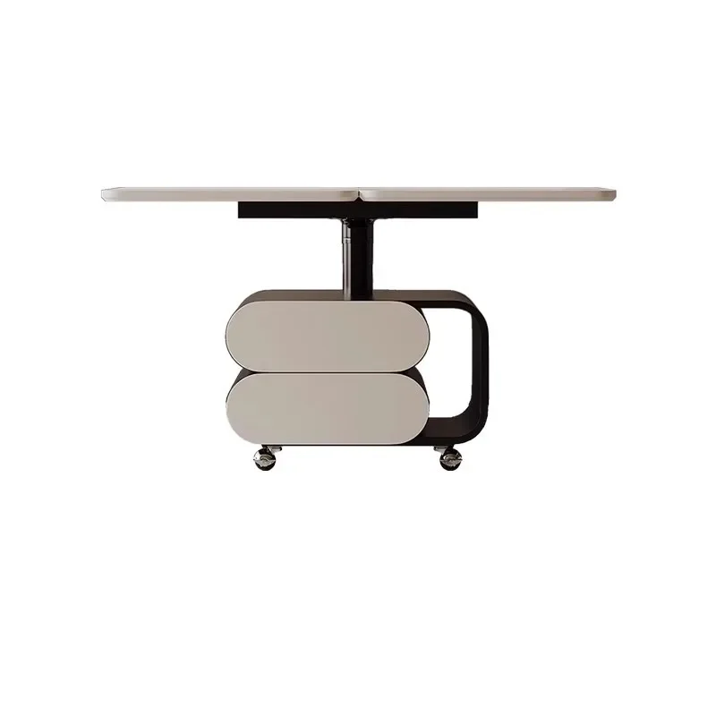 

Italian minimalist movable coffee table lifting folding rotating dining table rectangular living room home