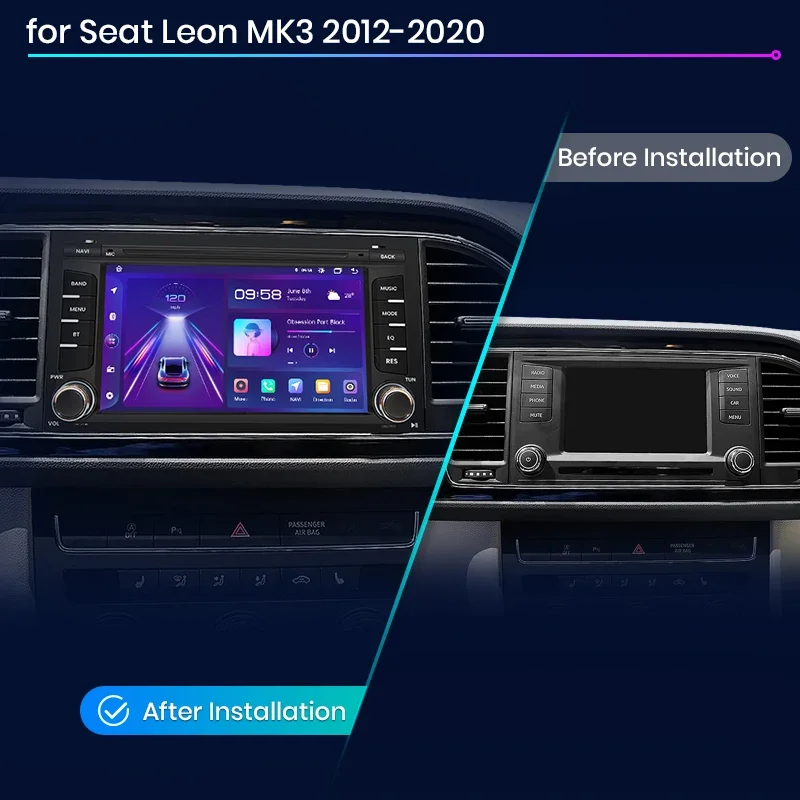 Fotografia 3: Rádio automotivo rds dsp bt 2 din, 7 polegadas, para seat leon mk3 5f 2012 - 2018 ibiza 2016 5g gps carplay android auto autoradio inteligente