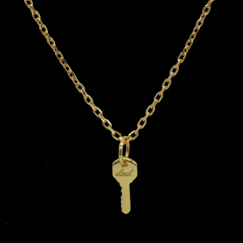 Mom dad letter key pendant necklaces stainless steel necklaces for women simple minimalist stainless steel jewelry new in 2024