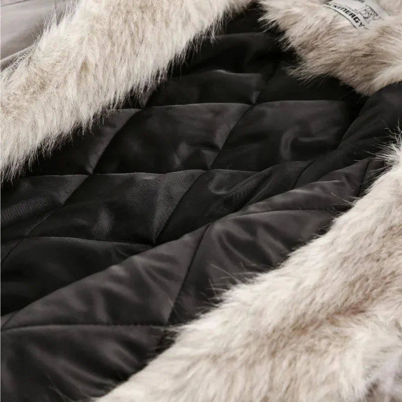 Y2K Aesthetic Carved Fur Collar Hoodie Jacket Women Fashion European American Hooded Short Thick Cotton Jacket Trend Top Men New