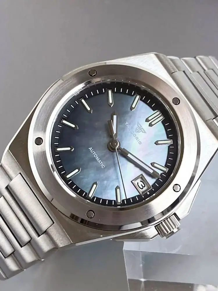 Tandorio 200M Duiken 40 Mm Zwart Wit Shell Wijzerplaat Lume NH35 Automatische Mannen Horloge Saffierglas Roestvrij Stalen Armband 2025 - afbeelding 2