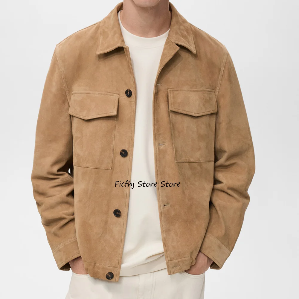 

Мужские социальные пальто с воротником с лацканами, мужские куртки высокого качества, повседневные и стильные однобортные модные костюмы из искусственной замши