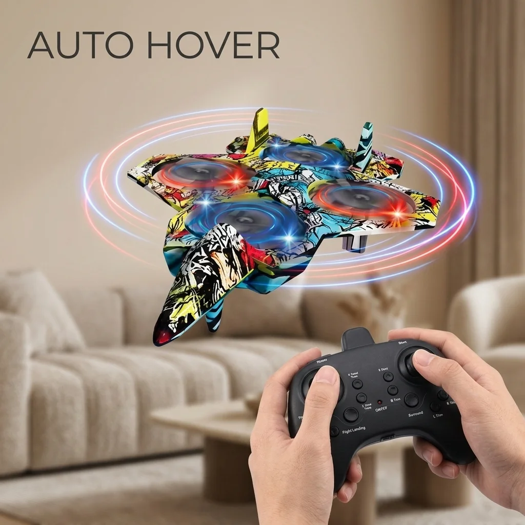 Toy Remote Control Plane One-Touch Takeoff Easy Operation Stable Flight High-Quality Materials Colorful Lights