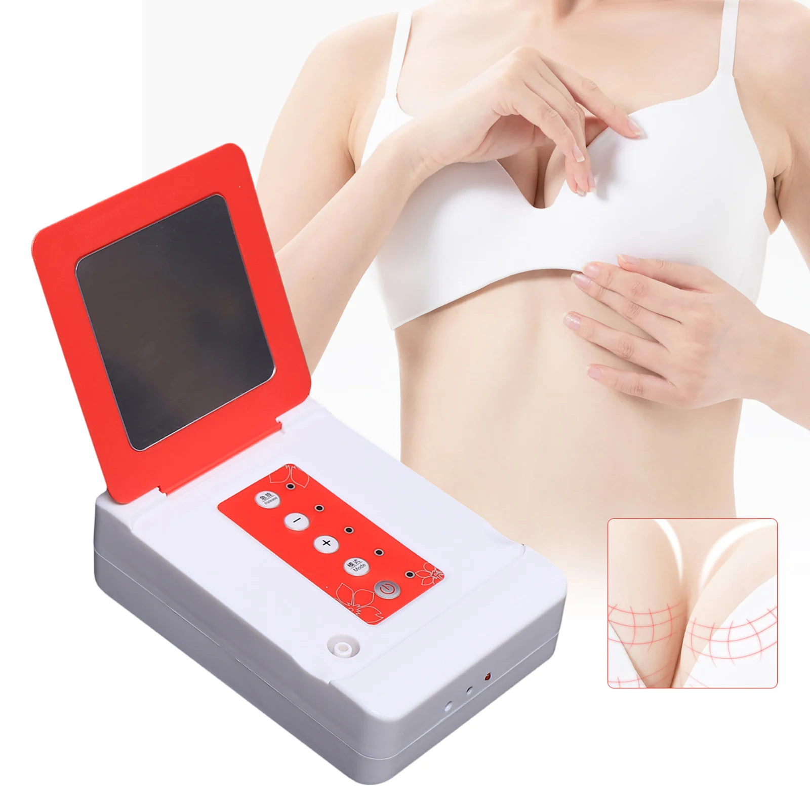 

Electric Breast Massager for Women, Home Use Dual Cup Massage Enhancer, Pink D Cup USB Charging, Portable Breast Care Device