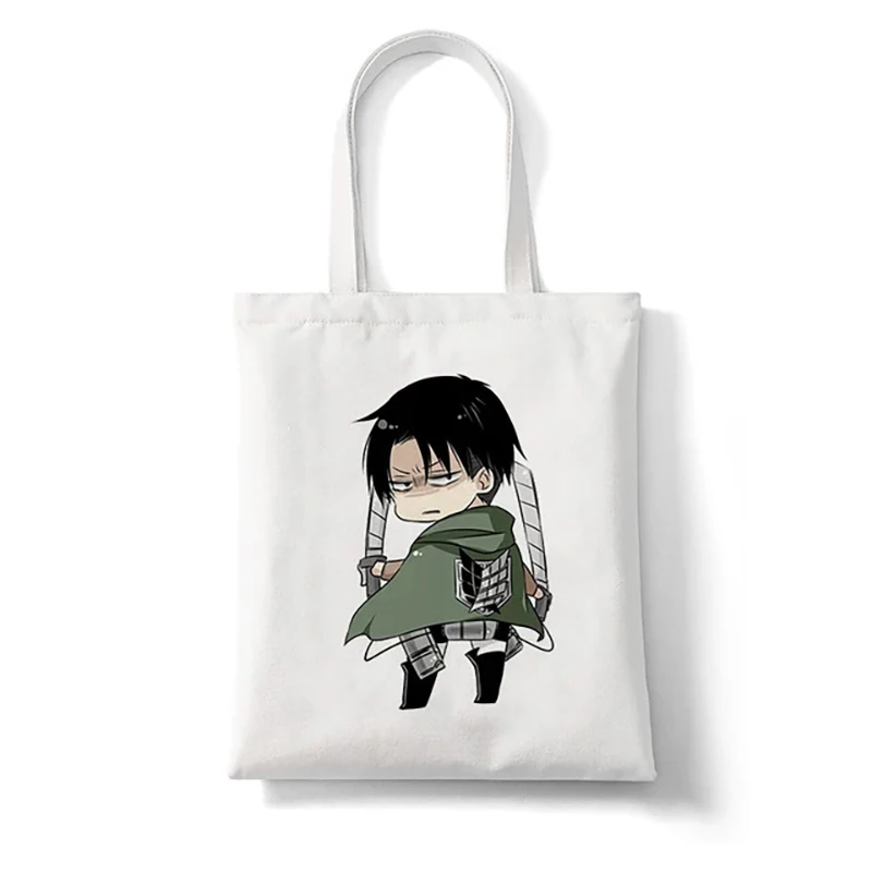 Japanese Anime Levi Attack on Titan Casual Large Capacity Shoulder Bags Shopper Canvas Harajuku  Print Handbags Cheap