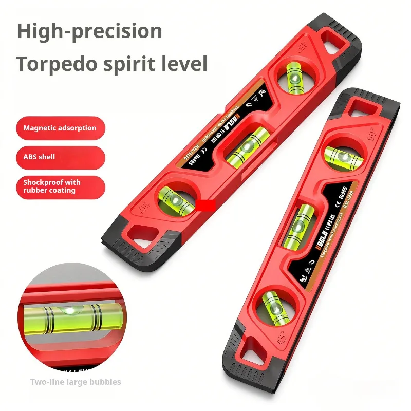 3 Bubble Spirit Level, Magnetic Leveling Tool, Shockproof Mini Inclinometer Ruler, Horizontal Gauge for Carpentry DIY, Aligner