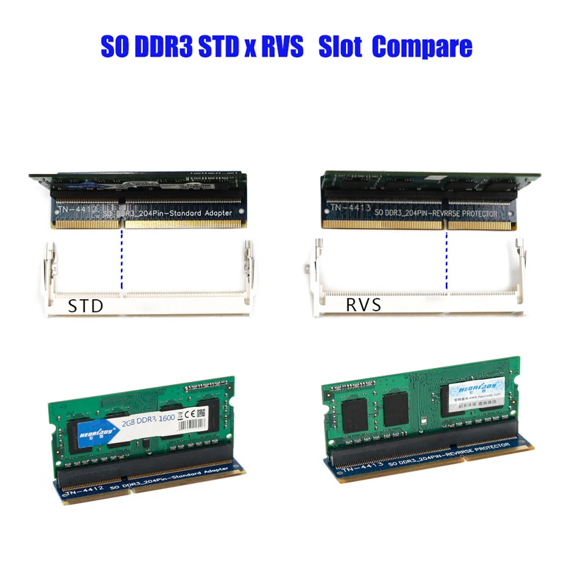 SODIMM DDR3 para Desktop Adapter, RAM Adapter Card, Slot Padrão 204Pin, Memory Tester, Componentes do computador, Novo