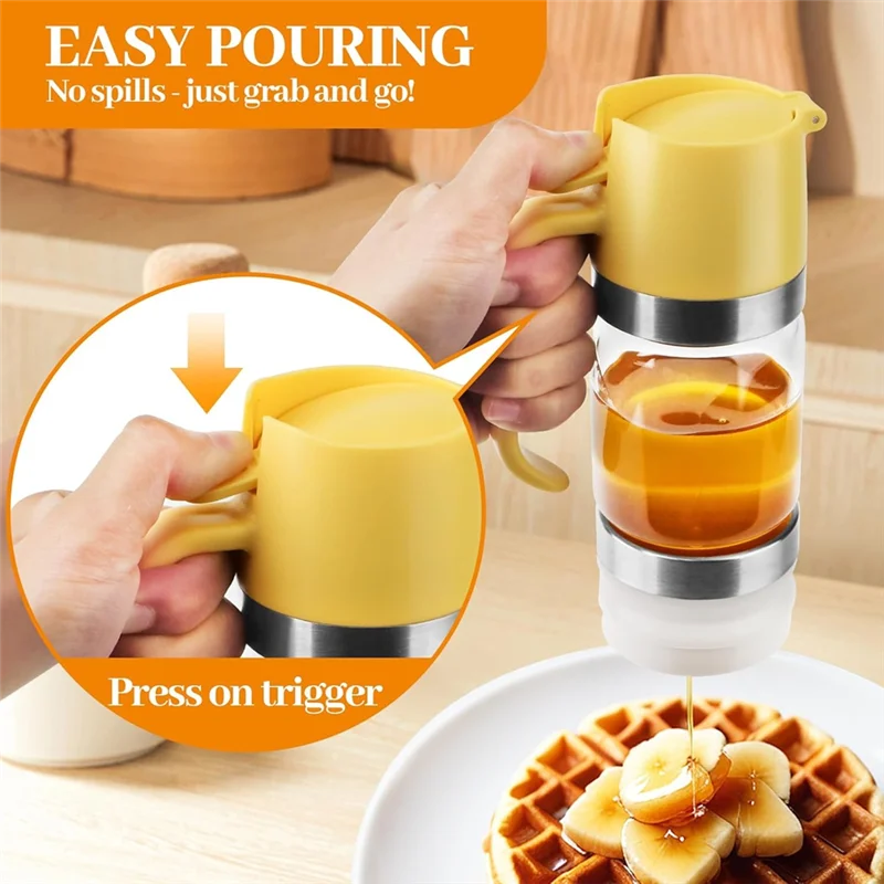 

TKOH-2Pcs 10OZ/300Ml Honey Dispenser No Drip - Syrup Pump Dispenser For Coffee, Mini Honey Jars For Coffee Syrup Dispenser