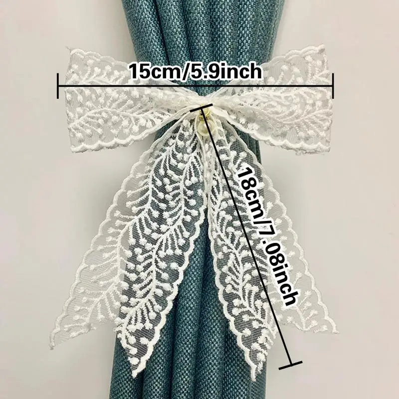 2PCS Curtain Tieback Clip Lace Bow-knot Tieback Clip Belt Tied Fashion Living Room Window Curtain Strap Buckle Home Decor