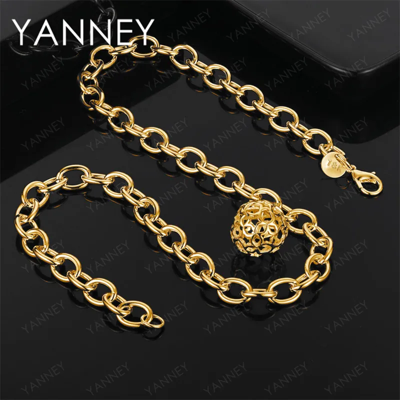 

Ожерелье из стерлингового серебра 925 пробы, золото 18 карат, изысканное ожерелье с полыми шариками, женские аксессуары для помолвки, вечерние ювелирные изделия, подарок