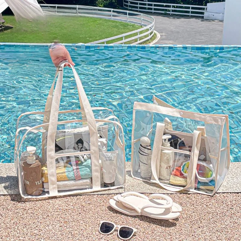 Large Capaci Transparent Beach Bag Travel Waterproof Storage Handbag for Holiday Vaion by the Sea Sand Storage Organizer