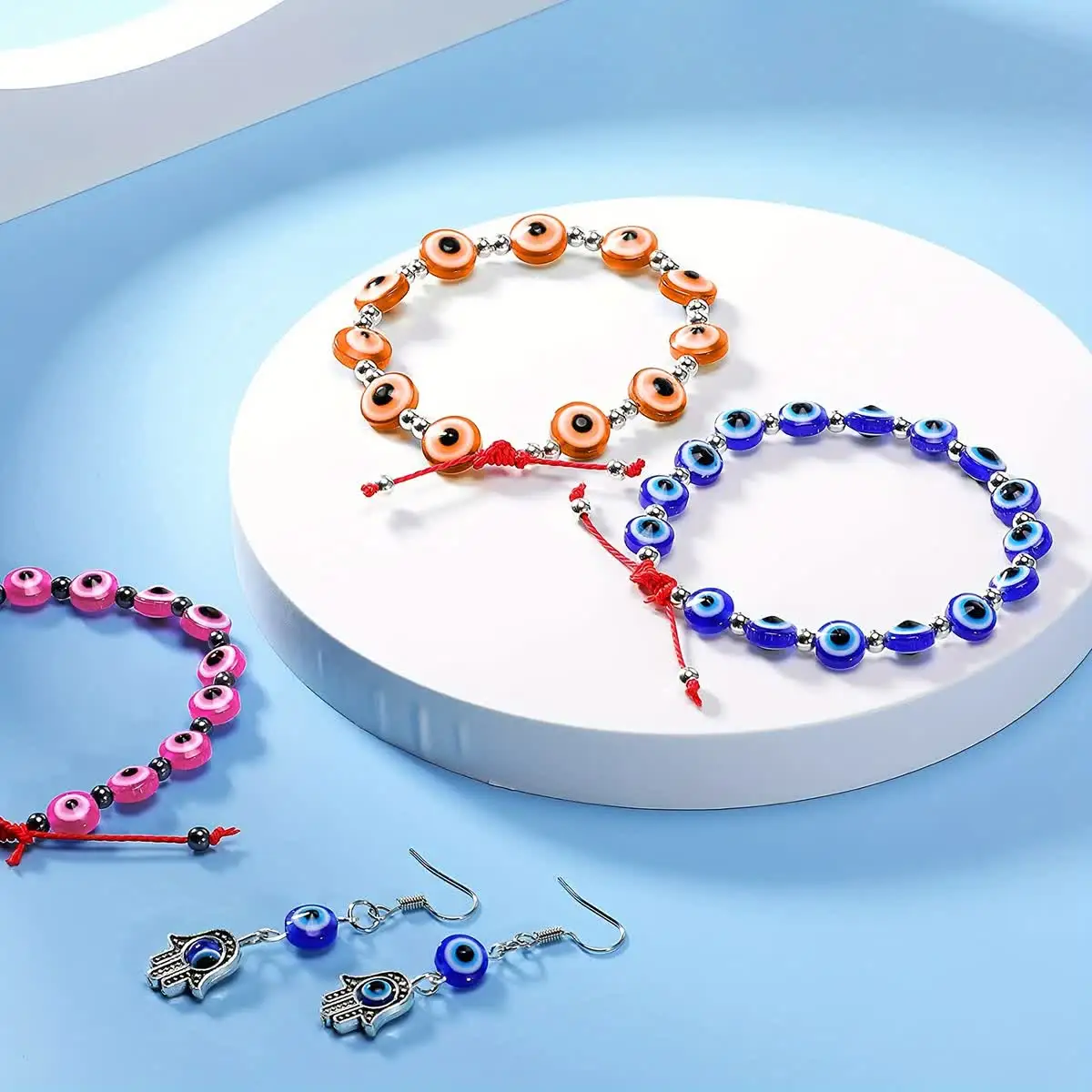 50 قطعة/الوحدة 8 مللي متر شقة مستديرة عين الشر الاكريليك حبة البيضاوي شريط فضفاض خرزة مباعدة ل أساور يدوية القرط صنع المجوهرات الإكسسوارات