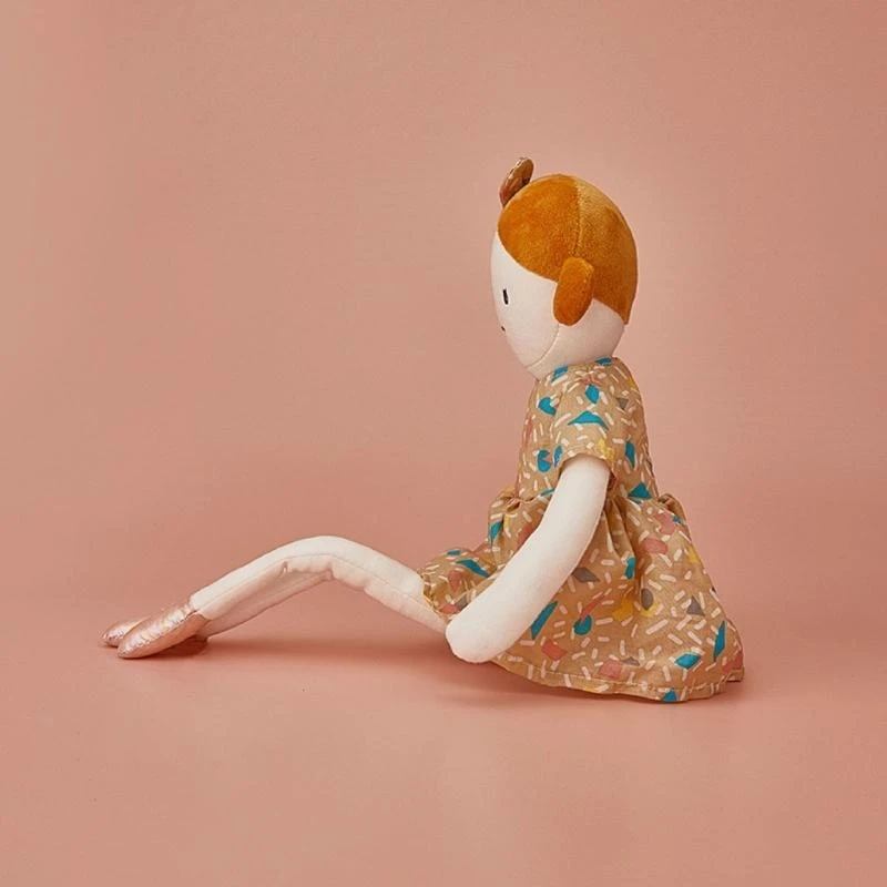 

Stuffed Plush Girl Soft Cuddly Toy with Floral Dress Floppy Arms and Legs 15UB