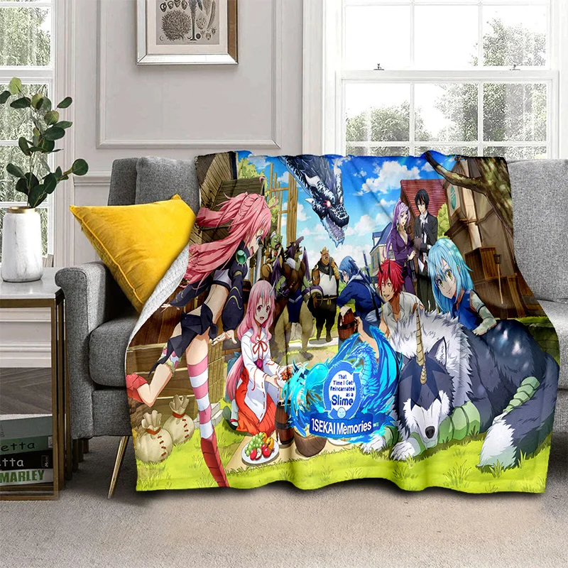 

Anime I Got Reincarnated As A Slime Cartoon Blanket,soft Throw Blanket for Home Bedroom Bed Sofa Picnic Office Cover Blanket Kid