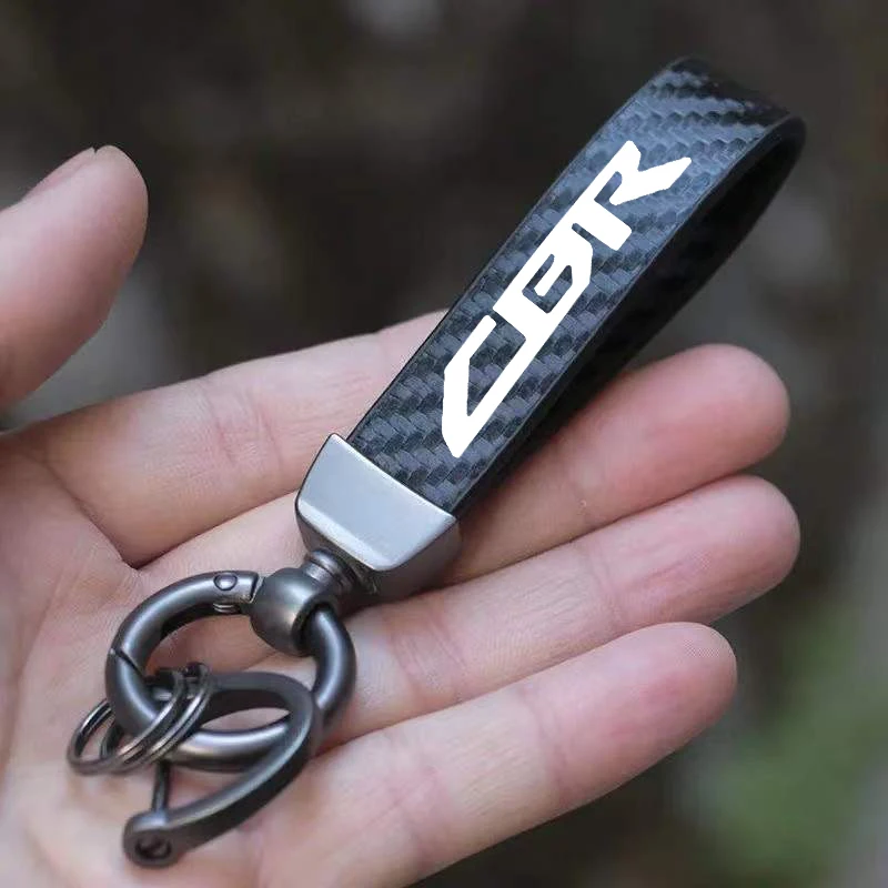 

Car Keychain Carbon Fiber Alloy Motorcycle Keychain Leather Key ring for Honda CBR Motorcycle Accessories