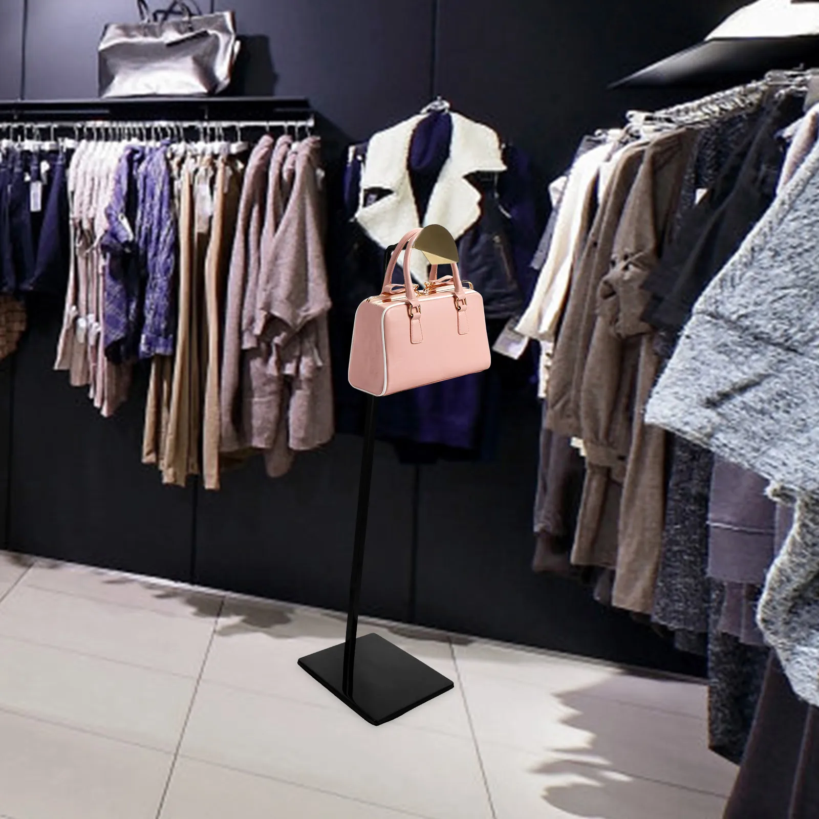 

Loose Stainless Steel Bag Rack Miss Tote Hanging Stand Floor-based Handbag Holder