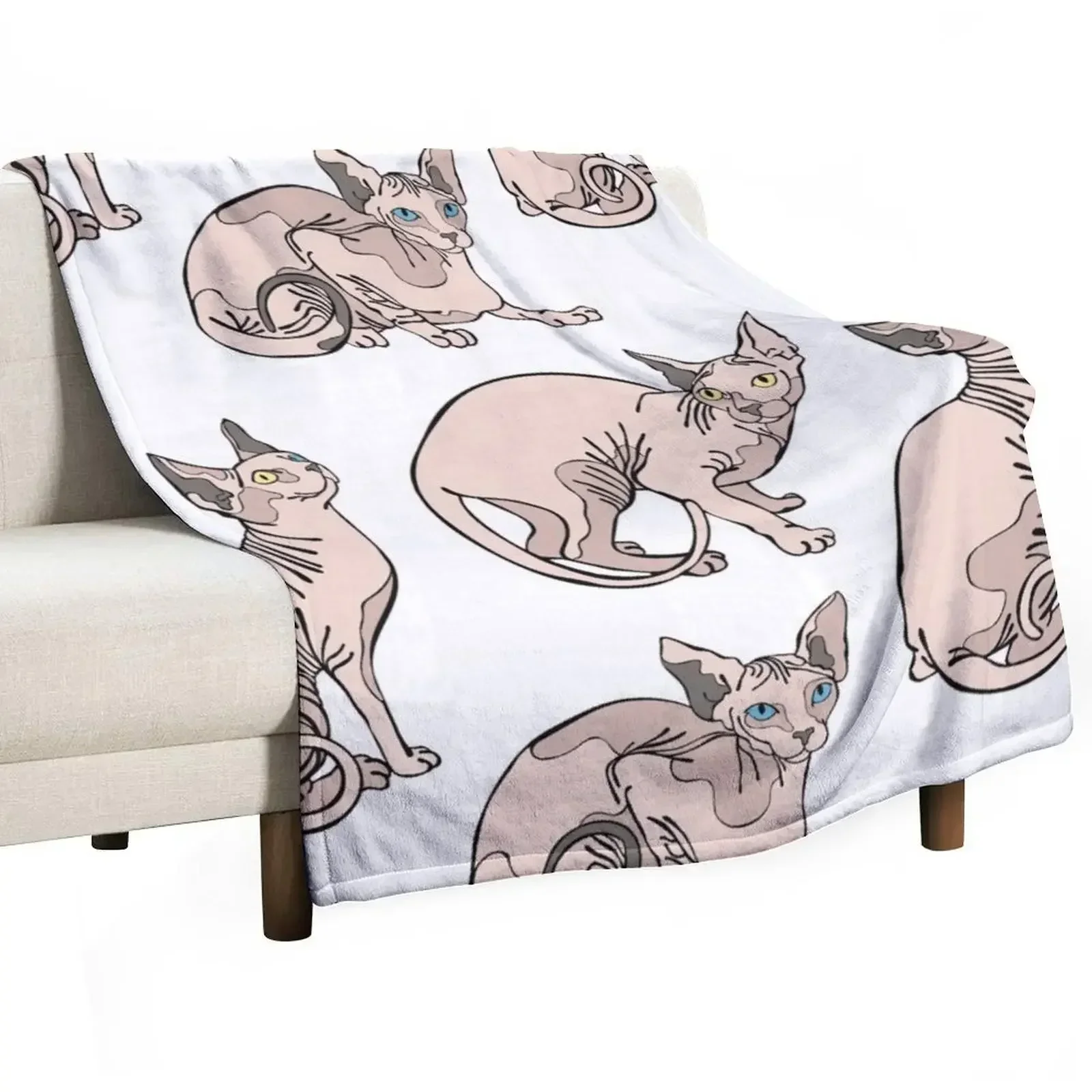 

Sphynx Cats Throw Blanket Cozy Light Blanket for Travel Camping Picnic