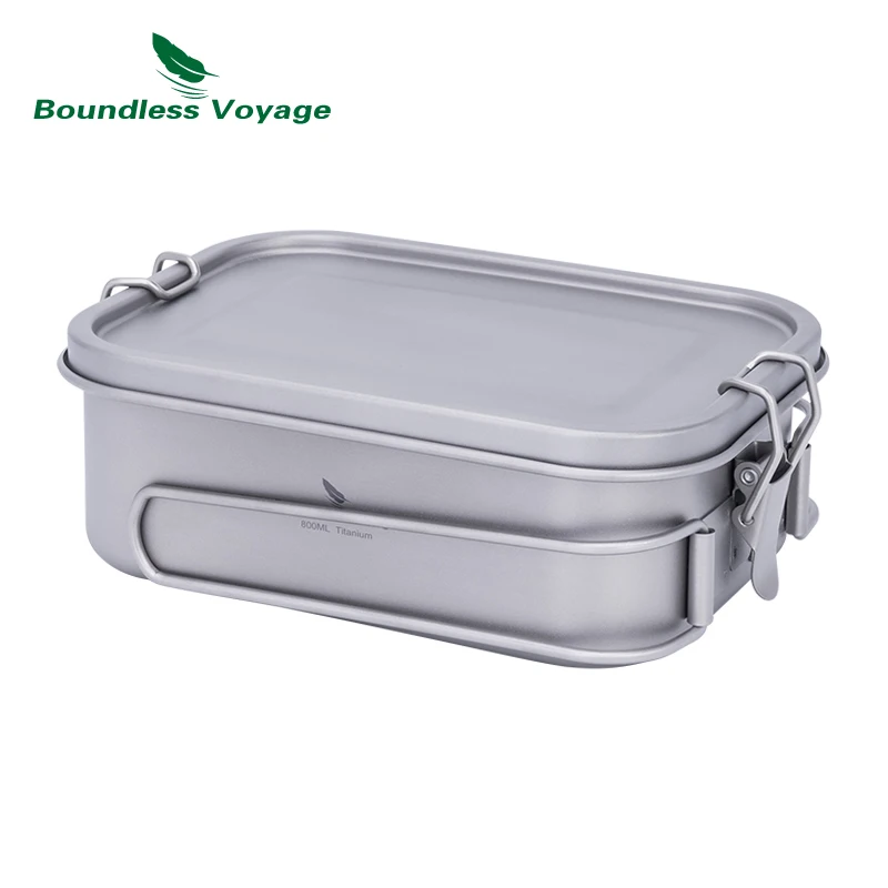 

Boundless Voyage Titanium Bento with Lid & Handle Leak Proof Lunch Box Container Ultralight Outdoor Camping Cookware Ti2081C-83C