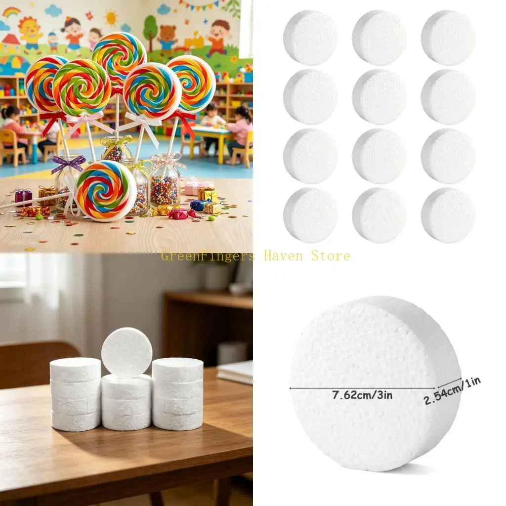 F68D 12Pcs White Foam Circles 3Inch Unpainted Polystyrene Disks For Handmade Craft