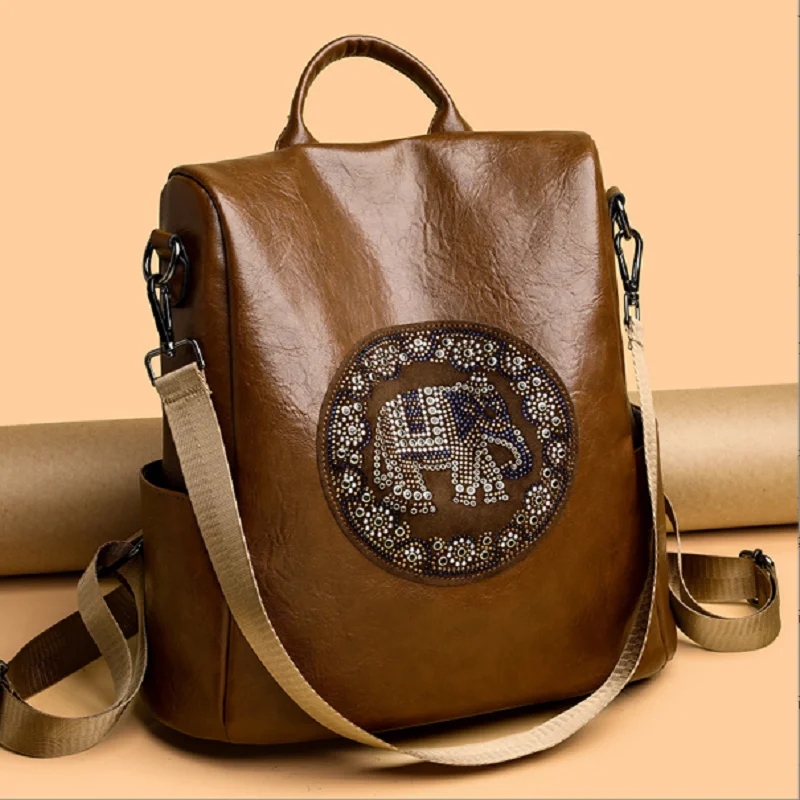 Hot Sale New Fashion Women's Large Capacity Anti Theft Travel Backpacks Soft Leather Shoulder Bags School Bag Crossbody Backpack