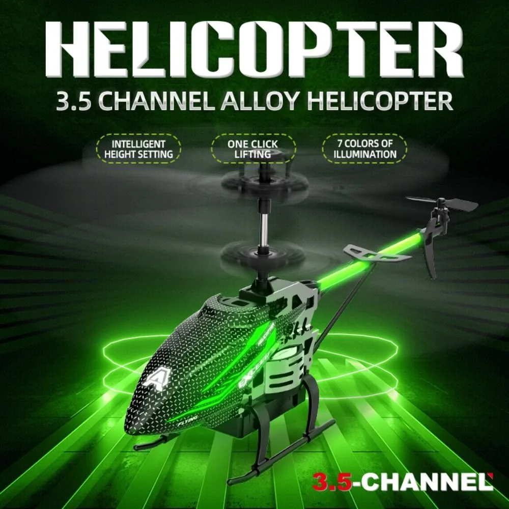 Alloy ABS 7 LED Colors RC Helicopters Red/ Green USB Charging Flying Helicopter High Control Fixed Height Rechargeable