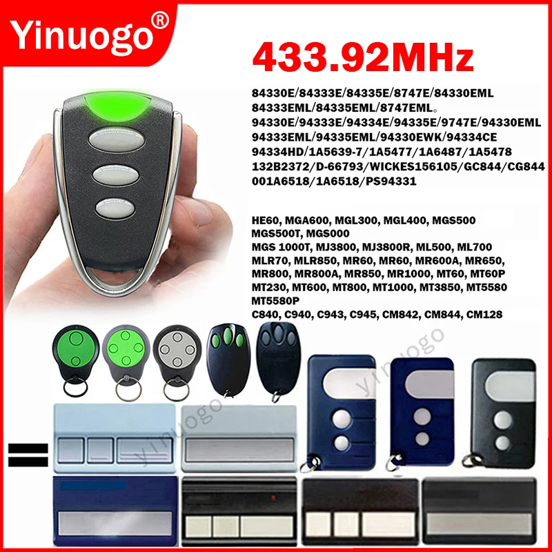 94335E 94333E 94330E 84335E 84333E 84330E Remote Control 433.92MHz 1A5639-7 1A5477 1A6487 132B2372 D-66793 Garage Door Opener