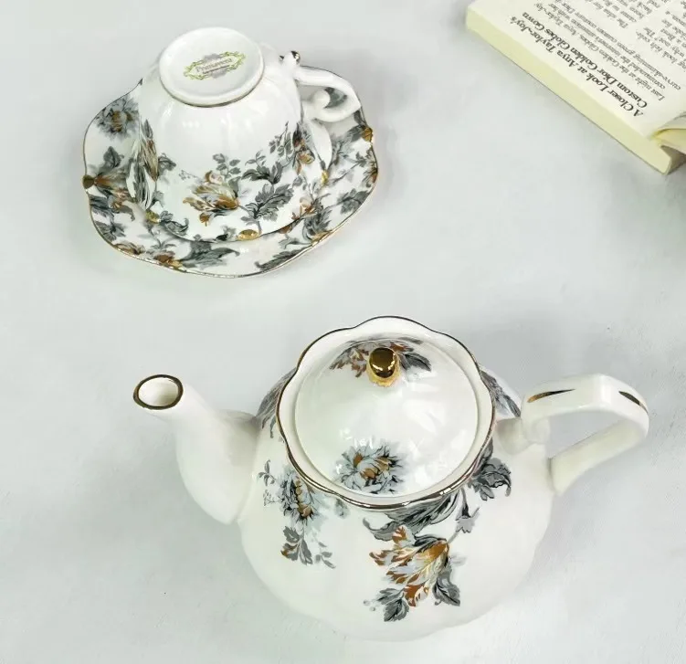 

Russian porcelain coffee cups and plates, exquisite and elegant afternoon tea flower teapot set, tea cup and plate set