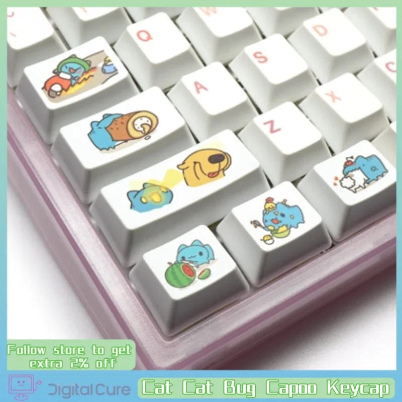 

Cat Cat Bug Capoo Keycap Oem Large Key Cartoon Anime Theme Keycap Hot Sublimation Personality Pbt Mechanical Keyboard Keycap