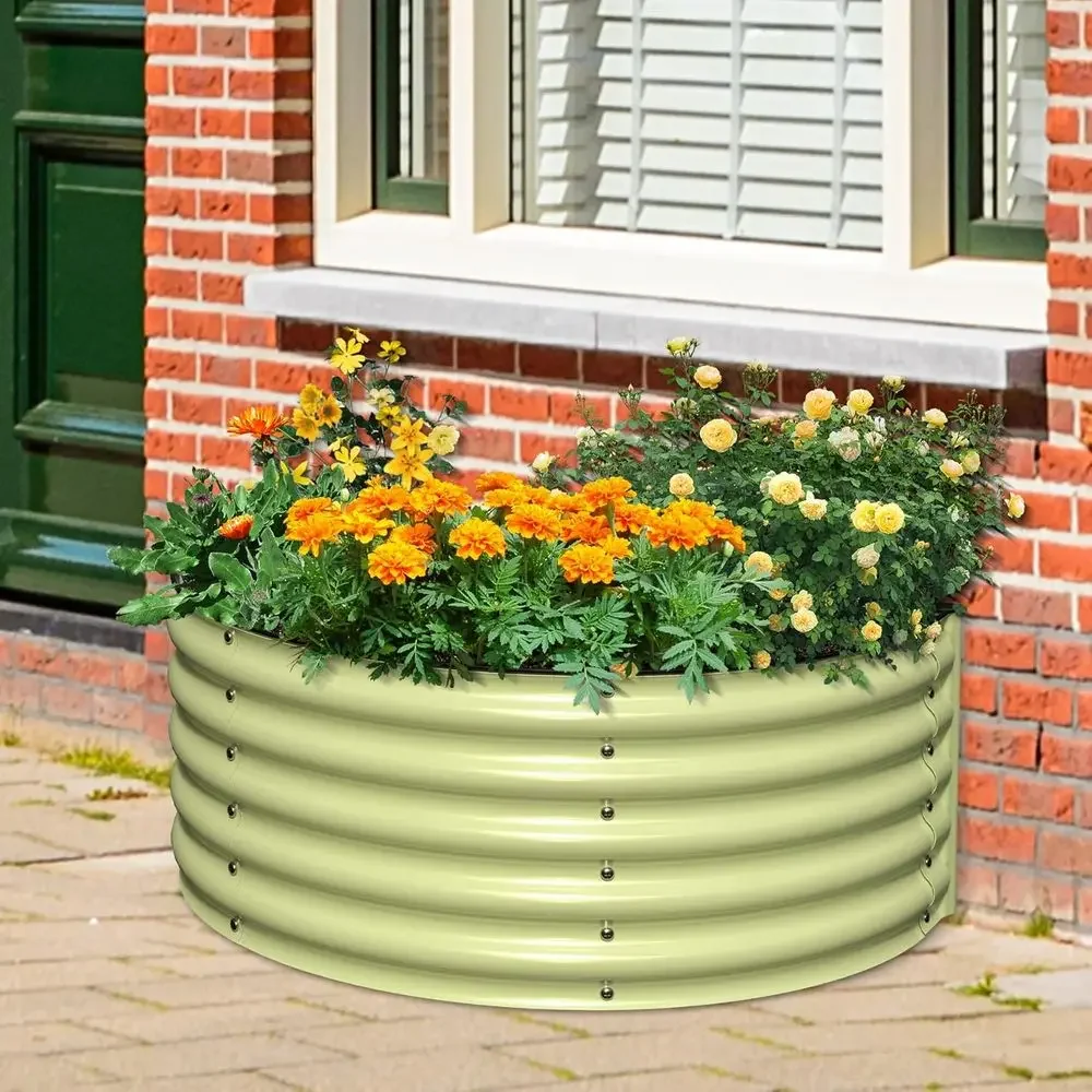 Galvanized Steel Raised Garden Bed Kit, 47x27, Sage Green, 17 Tall for Large Plants