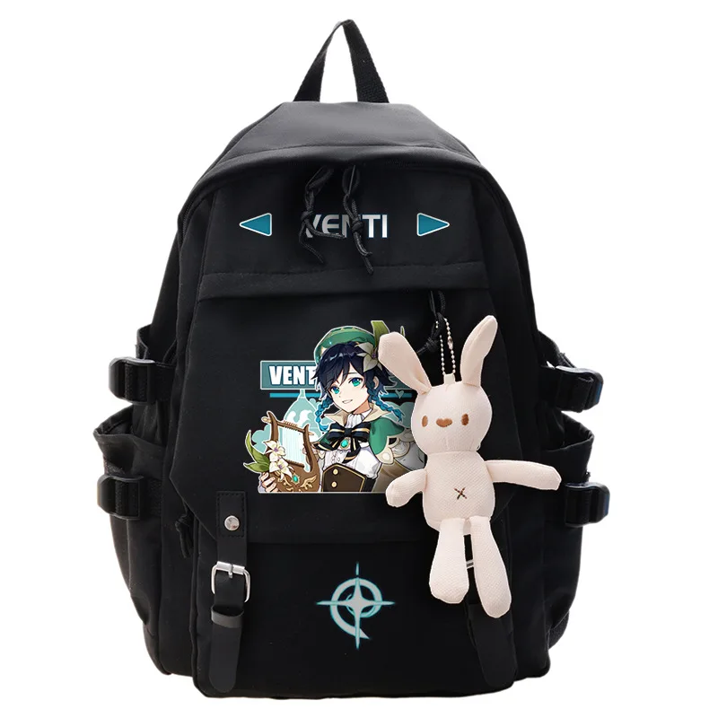 Genshin Impact Student School Bag Backpack Cosplay Klee Xiao Morax Kazuha Hu Tao Barbatos Cartoon Bookbag Laptop Travel Rucksack