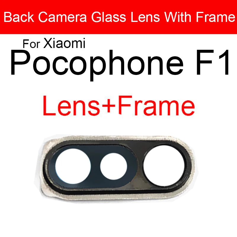 

Black Back Camera Lens Glass Cover Frame For Xiaomi Pocophone F1 Main Big Rear Camera Cover Frame + Sticker Repair Replacement