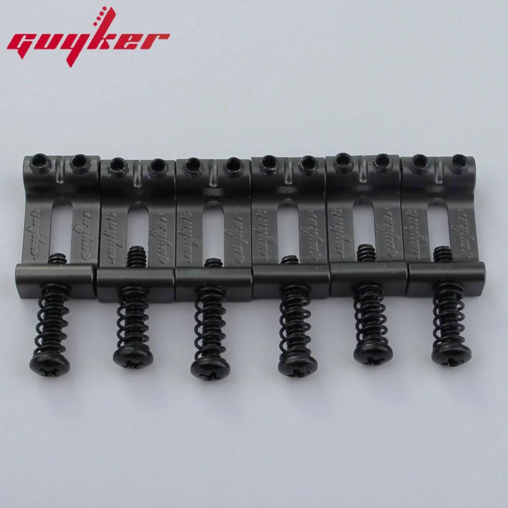 6Pcs GUYKER Tremolo Bridge Bent Brass Saddles System 10.5/10.8MM Replacement for ST TL Electric Guitar