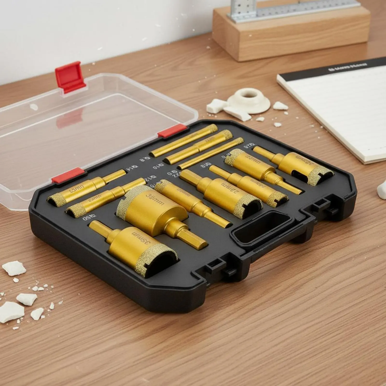 

12 Pieces Brazed Crystal Drilling Drill Piece Set Storage Case Included Crystal Drilling Drill Piece Kit Power Tool Accessory