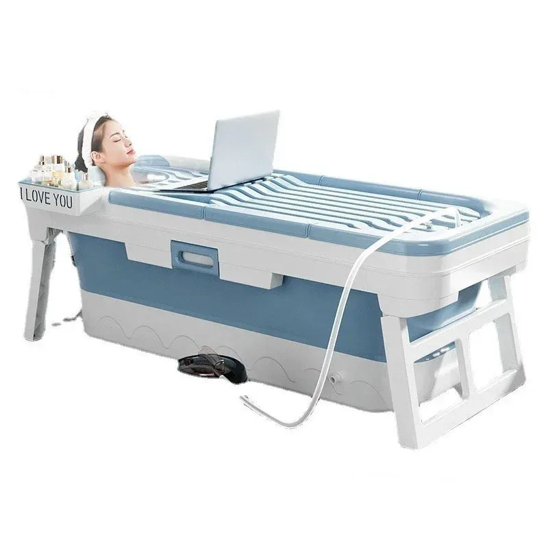 Portable Folding Bathtub for Adults Ice Bath Spa Plastic Bathtubs Children Swimming Bucket Sauna Lid Cover House Bath Tub