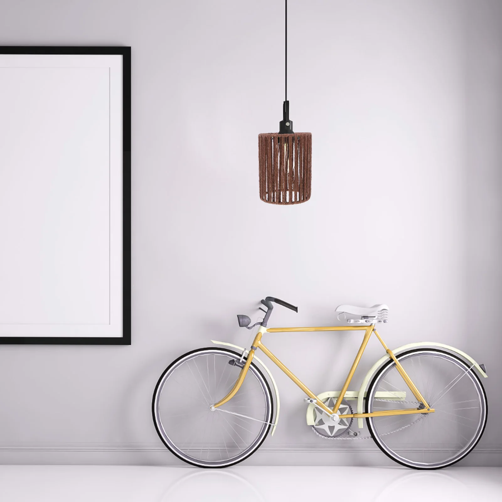 Papieren touw lampenkap kleine cilinder handgeweven mini boho stijl voor E27 hanger vloer wandlamp schaduw cover vervanging