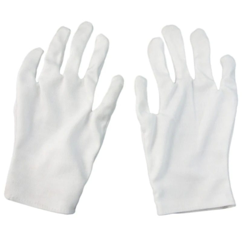 White All Finger Ceremonial Cotton Gloves for Waiter Jewelry Magician Gloves M6CD