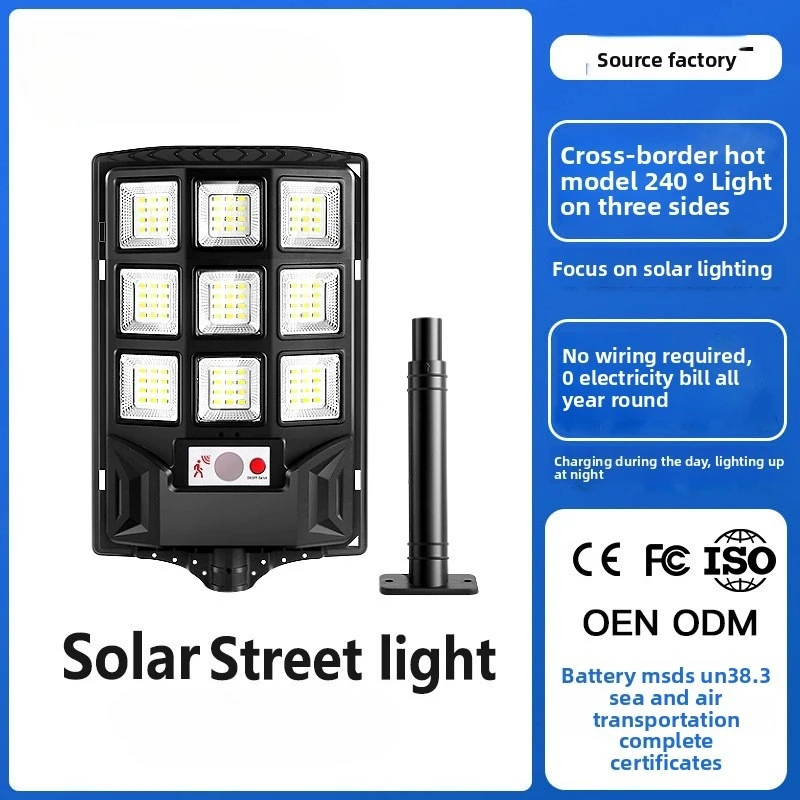 Super Bright Solar Motion Sensor Light Outdoor Waterproof IP65 Remote Control 3‑Sided LED Security Light for Garden Patio Yard