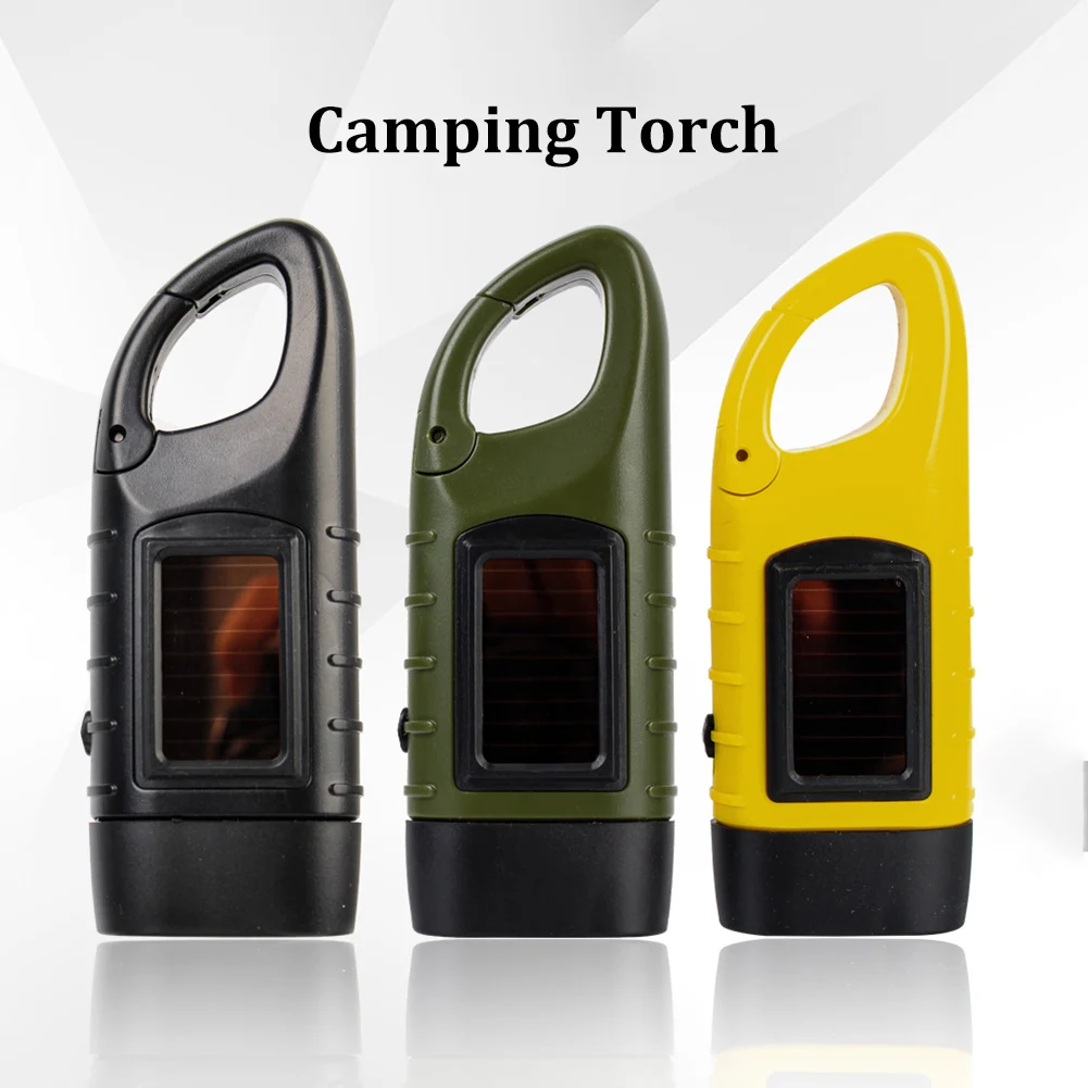 

Solar Torch Light Flashlight Spotlight Sport Light Hand Cranking Solar Powered LED Quick Snap Clip Backpack Torch