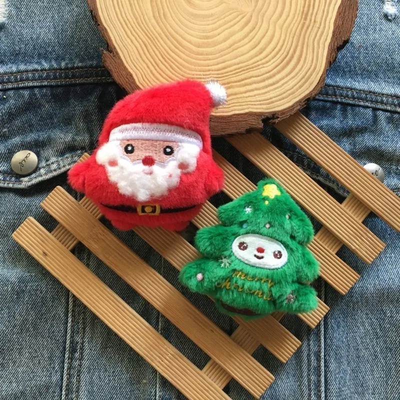 Christmas Plush Keychain Santa Claus Tree Apple Reindeer Bag Decore Charm Cute Plush Keyring Collection for Xmas Gifts