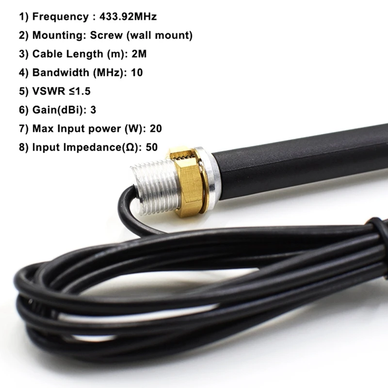 Universal 433Mhz Antenna for Gate Garage Radio Signal Booster Repeater Outdoor Waterproof 433.92Mhz Gate Control Antenna-A69M