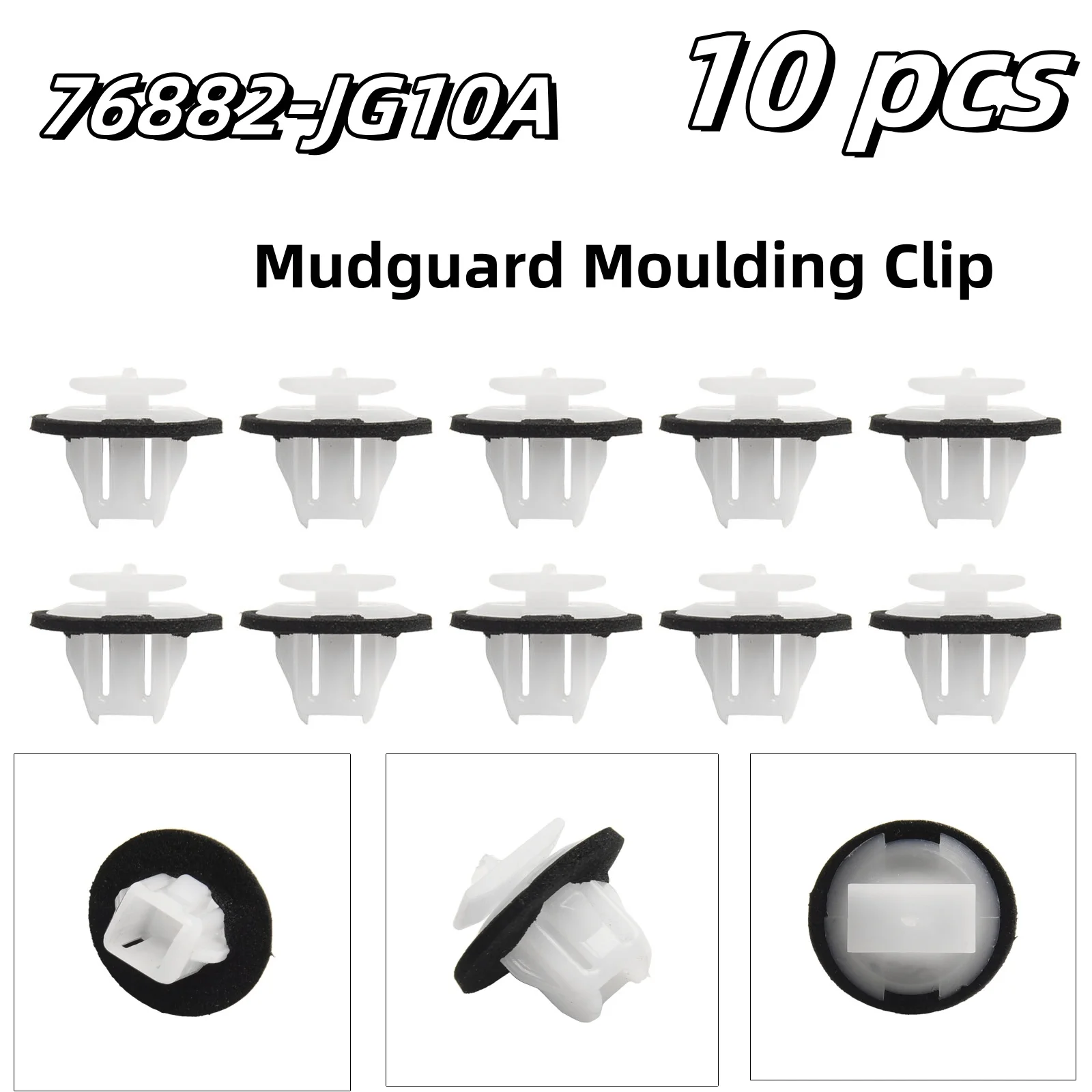 10 pcs Mudguard Moulding Clip 76882-JG10A For Nissan Car Exterior Wheel fender flare forming clamp Nylon 6mmx12mm Diameter 16mm