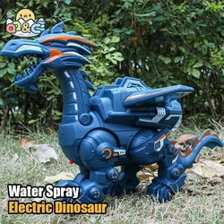 Electric Dinosaur Simulation Dino Atomize Fire Walking Shaking Head Water Spray Cool Light Children Educational Puzzle Toys