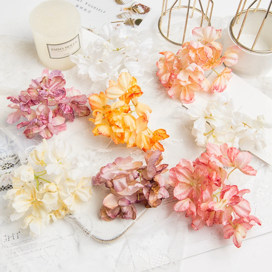 Künstliche Blume Seidenhortensie Hochzeitsbrautstrauß Kränze DIY Geschenkbox Arrangement Heimvase Tisch Gartendekoration Wanddekoration – Detail 6