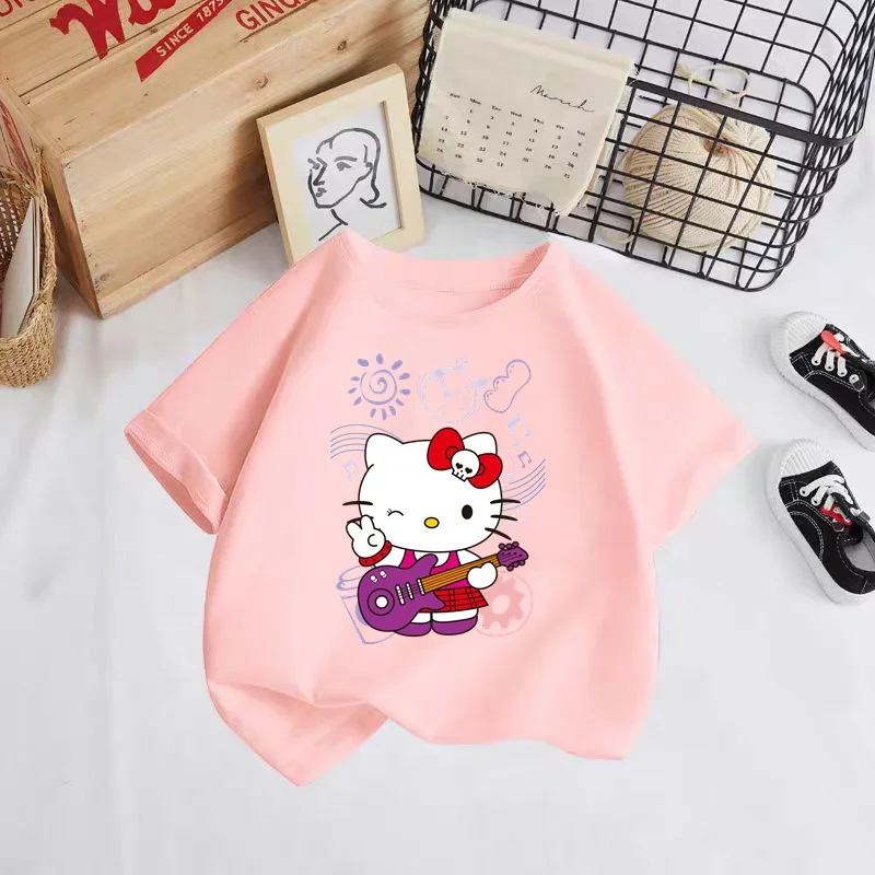 Hello Kitty summer new T-shirt girls children's clothing Girls' clothing top short sleeve sport fashion short sleeve 3-14 years