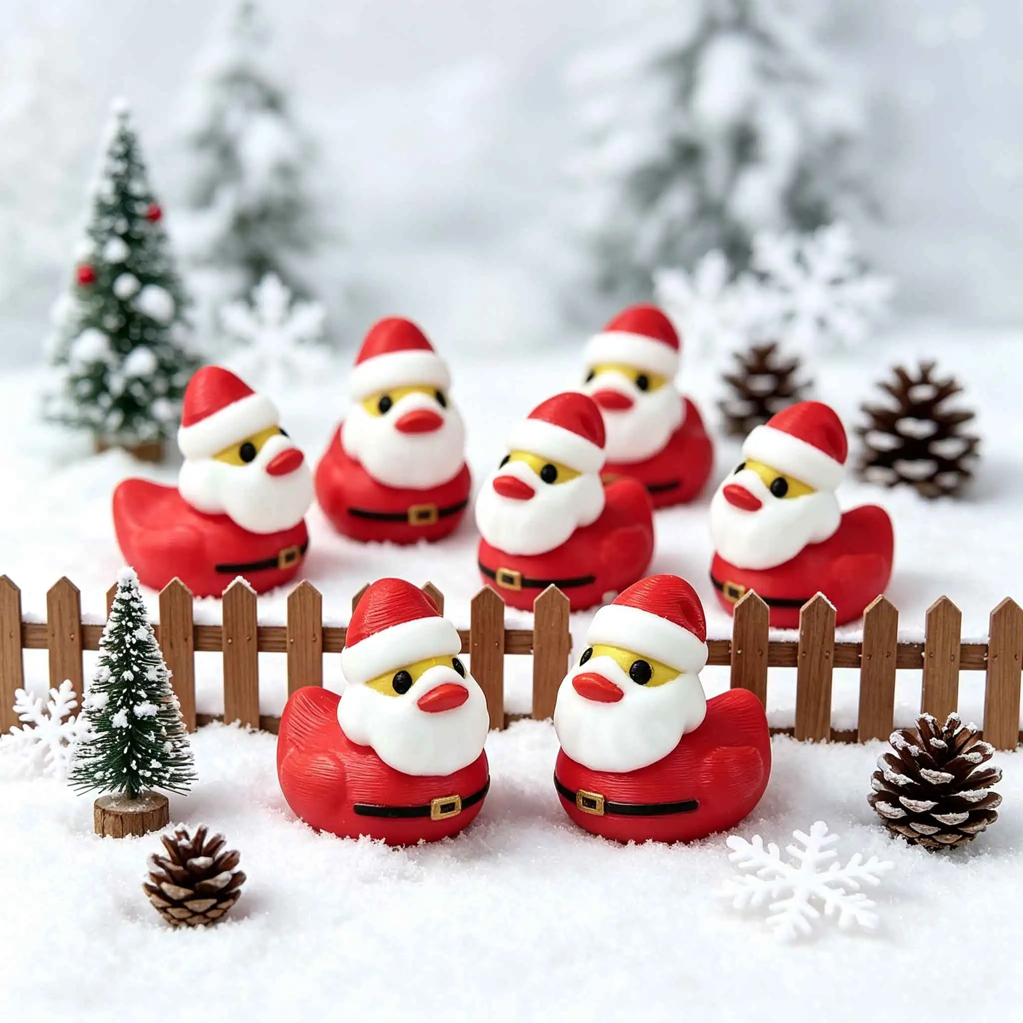 3D Printed Santa Duck Figurine Christmas Home Decor Xmas Holiday Desktop Ornament Gift view 3