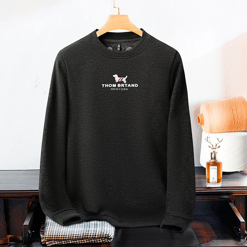 

Новинка 2025 года, осенне-зимняя толстая футболка с круглым вырезом и длинными рукавами для мужчин, теплая базовая рубашка, теплая базовая рубашка