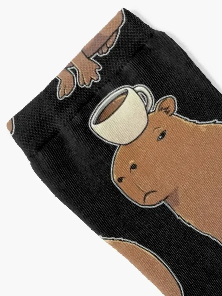 Capybara with coffee on its head Socks Novelties cycling fashionable Designer Man Socks Women's