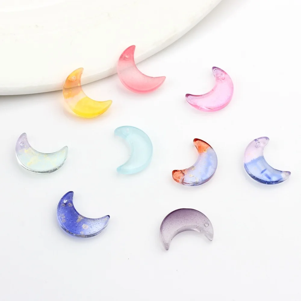 DIY Jewelry Accessory Kit - Moon Glass Beads and Clear Crystal Beads 11*16mm 50pcs/lot