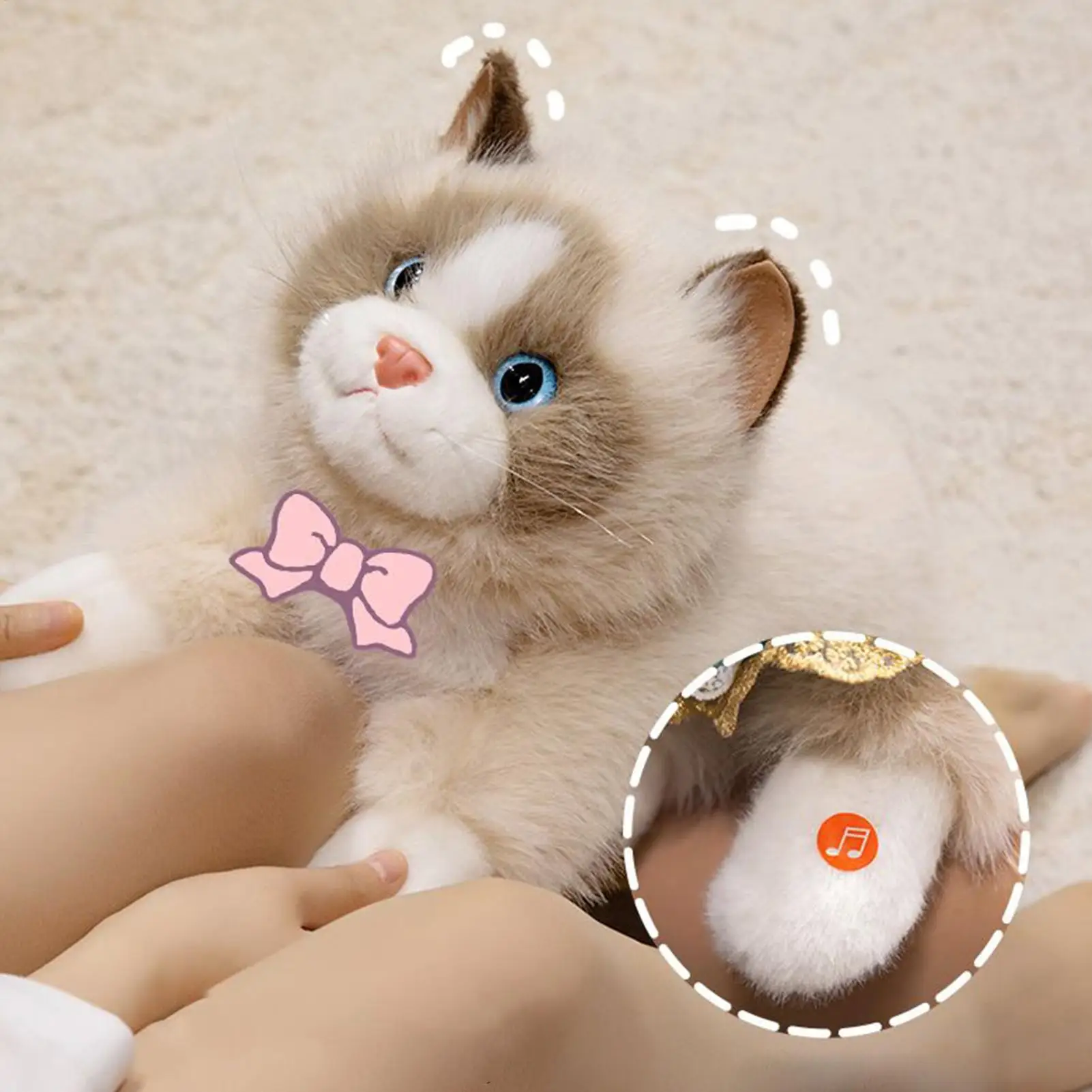 

Cute Cat Stuffed Animal Realistic Cat Plush Animals Stuffed Toys Soft Doll Interactive Toys With Sound For Kids Nursery Decor